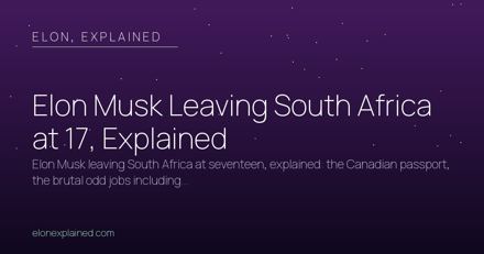 Leaving South Africa at 17