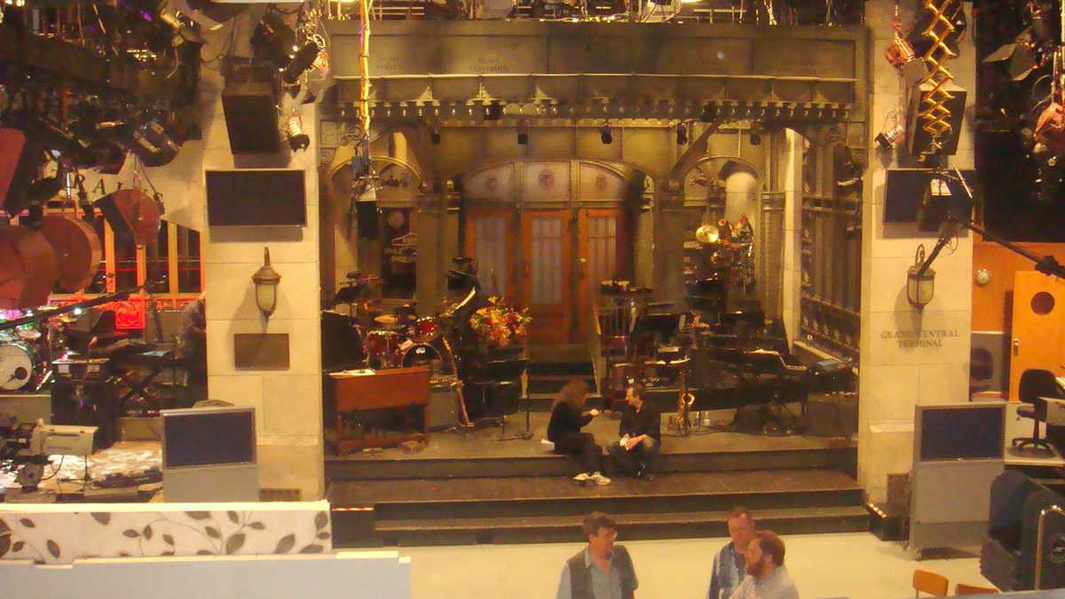 The Saturday Night Live stage in Studio 8H at 30 Rockefeller Plaza, set up before a show