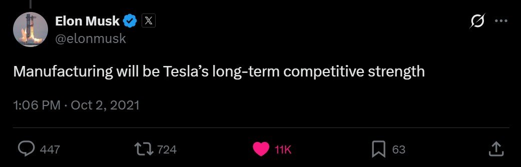 Elon's Tweet on October 2, 2021.