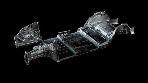 Tesla structural battery pack with 4680 cells between front and rear megacastings