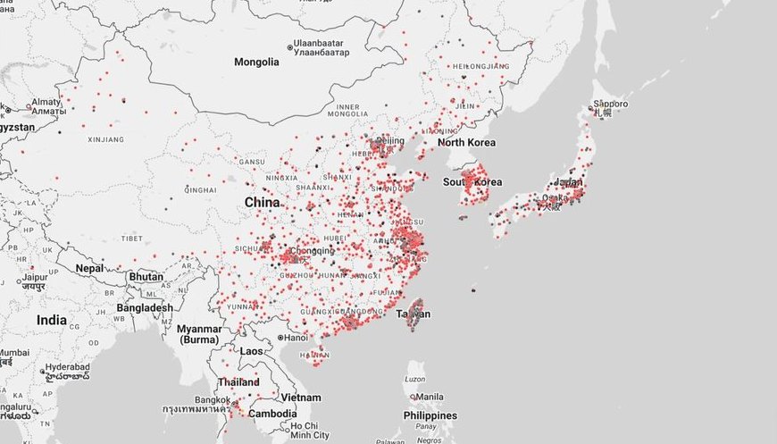 Tesla Supercharger locations across Asia