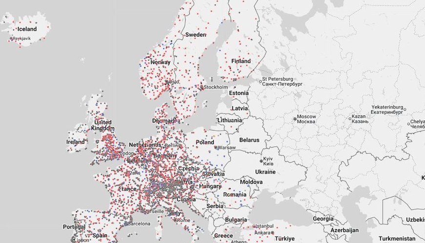 Tesla Supercharger locations across Europe