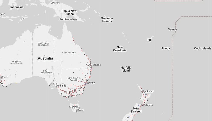 Tesla Supercharger locations across Australia and New Zealand