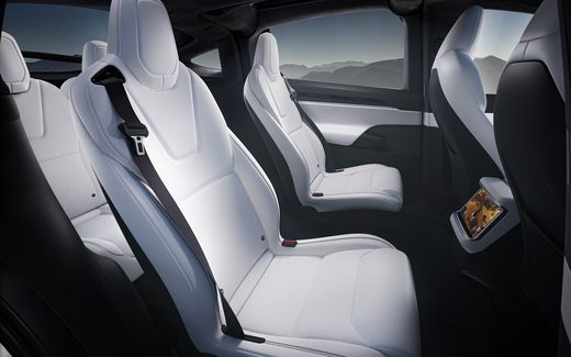 Tesla Model X second-row seats and rear touchscreen