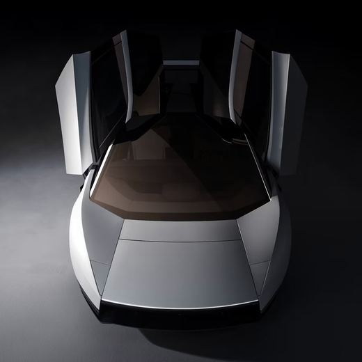 Overhead view of the 2026 Tesla Roadster's nose with both doors open