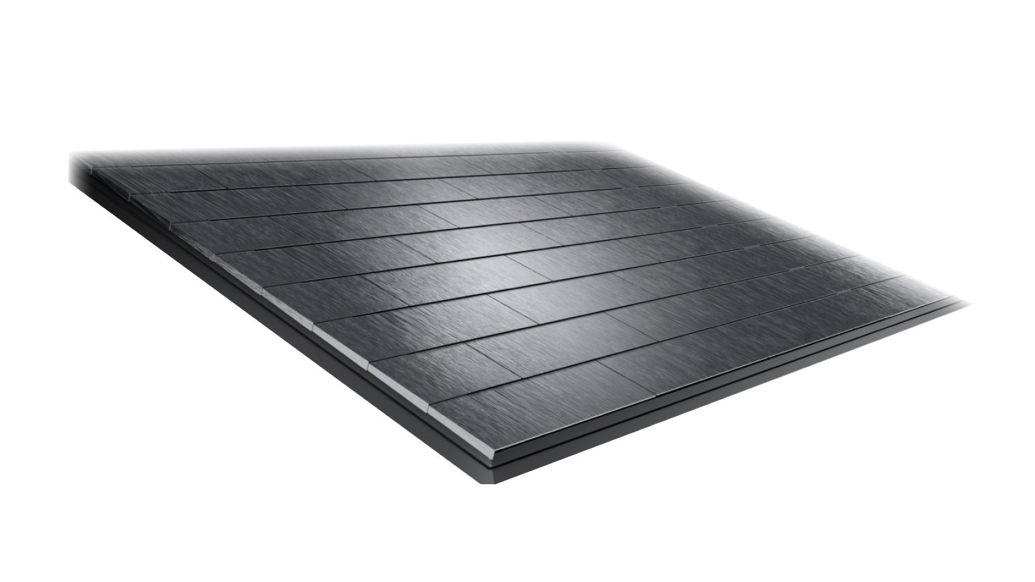 Close-up of Tesla Solar Roof textured glass shingles against a black background